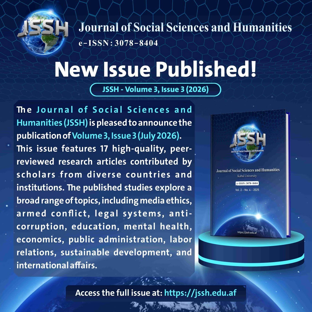New Issue Published: JSSH Volume 3, Issue 3 (2026)